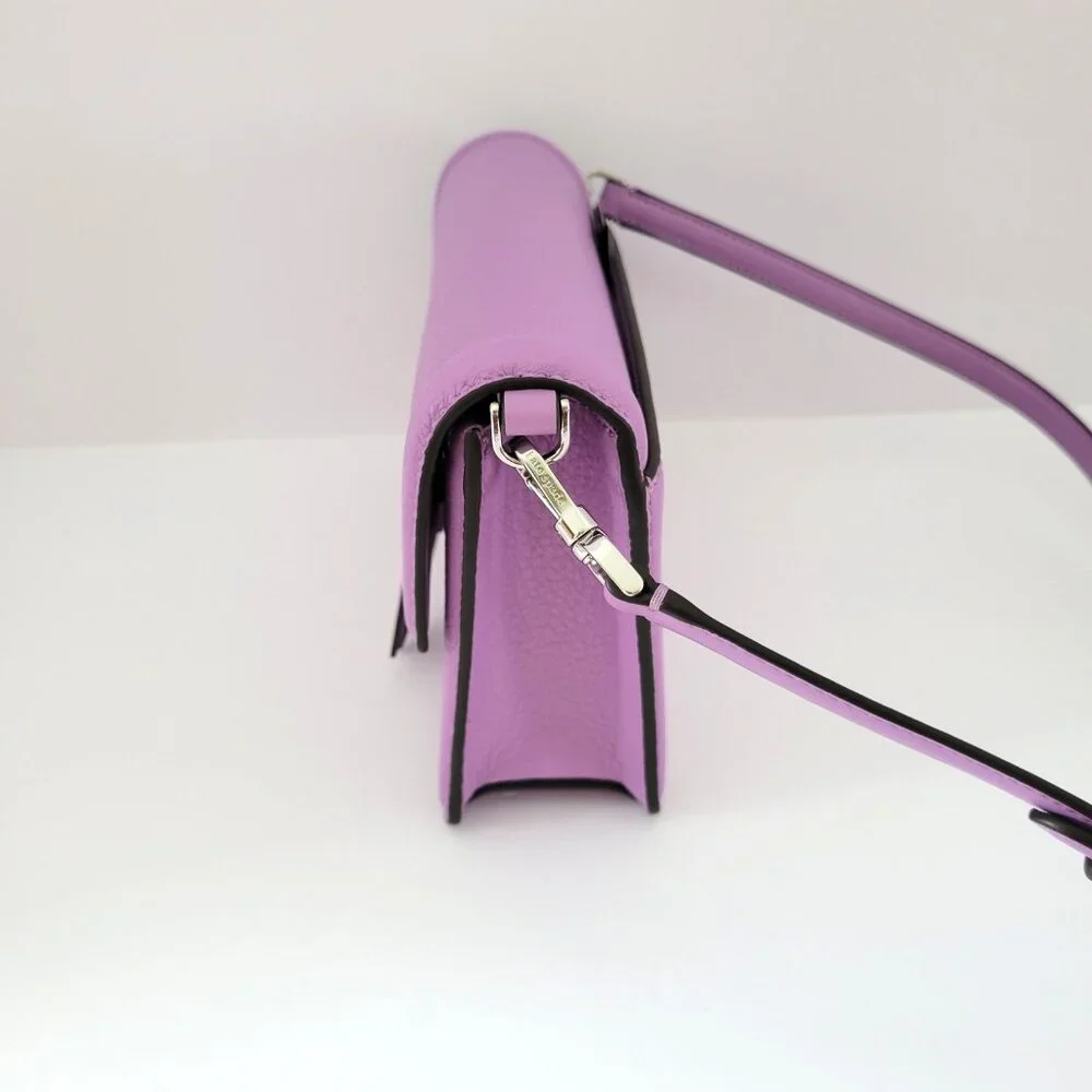 Kate Spade KM611 Knot Pebbled Leather Mini Flap Crossbody Handbag Wisteria - Picture 3 of 8